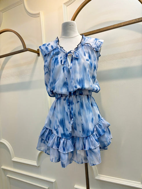 Ladies Tie Dye Ruffle Mini Dresses